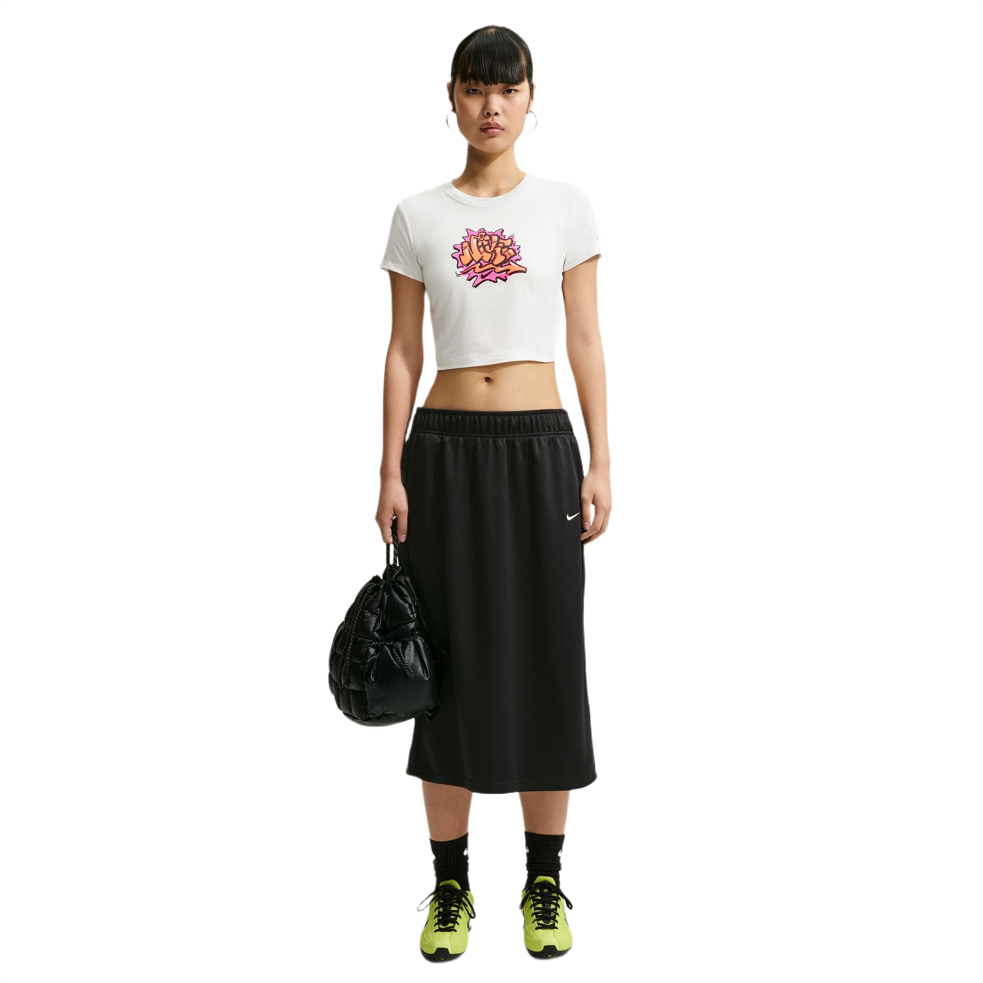Nike Women's Sportswear Chill Knit Slim Cropped Tee - White/Pink - WHITE/PINK
